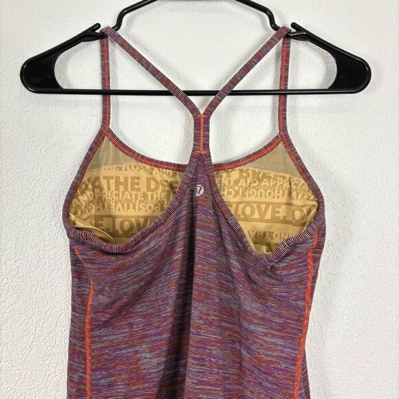 Lululemon Orange, Purple, & Light Blue Striped Power Y Tank Top - Picture 3 of 4
